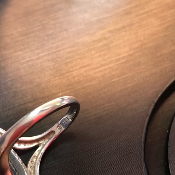 Blue Lapis Lazuli Marquise Solitaire Sterling Silver - Picture 3 of 4